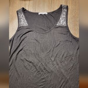 XL NWOT black sequins shoulder, tank, never worn